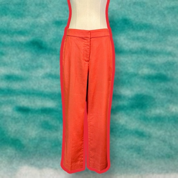 J. Crew ‘Easy Pant in Stretch Linen Blend’ in “Burnt Orange” Size 6 Tall - Picture 2 of 15